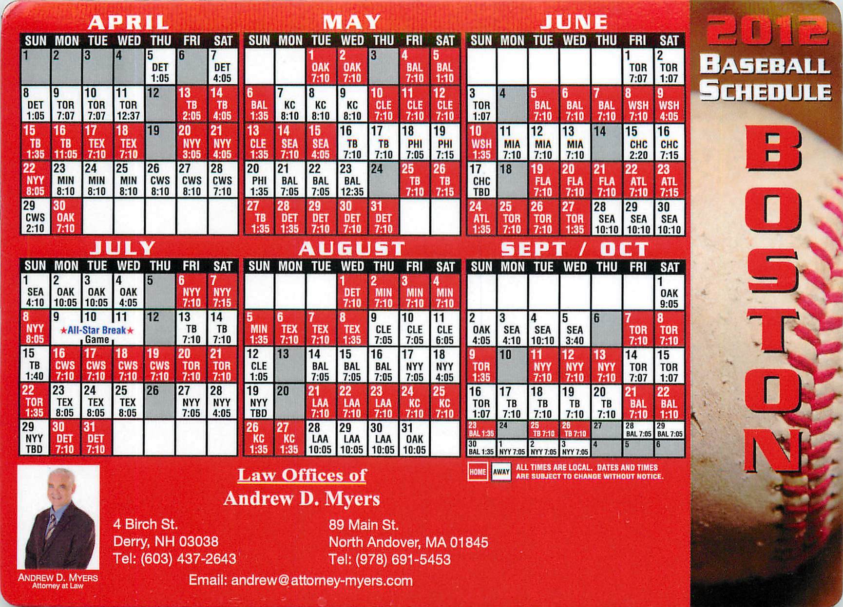 Free Red Sox 2012 Schedule